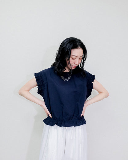 Gather Sleeve Blouse [603412] navy(49)