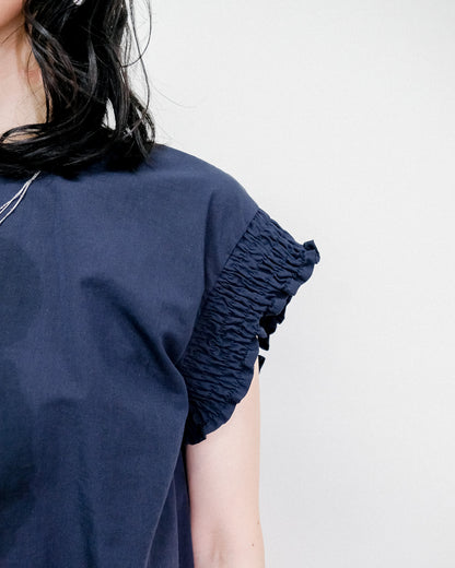 Gather Sleeve Blouse [603412] navy(49)
