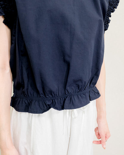 Gather Sleeve Blouse [603412] navy(49)