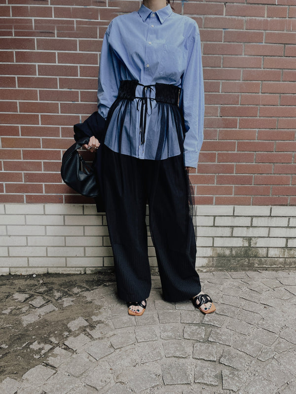 【SALE/50%0ff】Jacquard × Tulle Skirt [603390] black