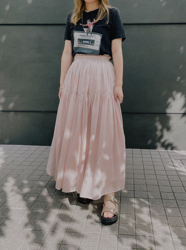 【SALE/50%0ff】Gather Tiered Skirt [603398] pink beige