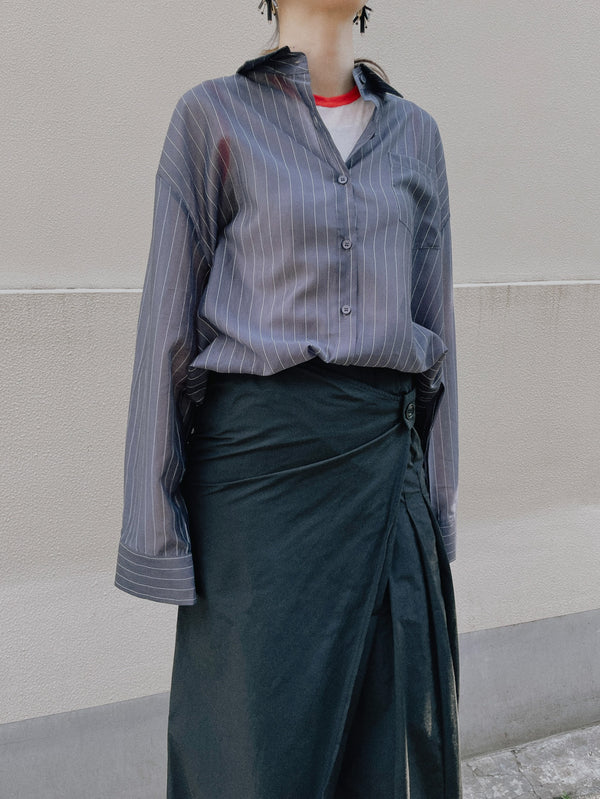 【SALE/50%0ff】Stripe Shirt [603370] charcoal