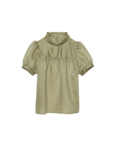 【SALE/50%0ff】Stripe Half Sleeve Blouse [603392] khaki