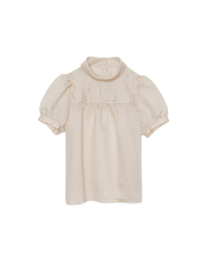【SALE/50%0ff】Stripe Half Sleeve Blouse [603392] light beige