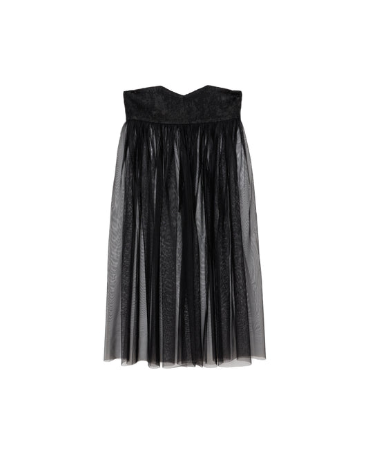 【SALE/50%0ff】Jacquard × Tulle Skirt [603390] black