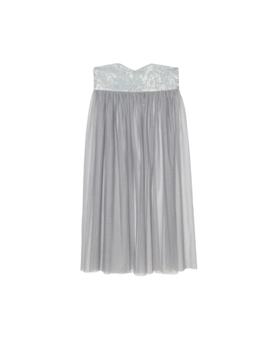 【SALE/50%0ff】Jacquard × Tulle Skirt [603390] blue grey