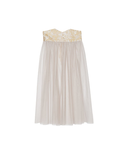 【SALE/50%0ff】Jacquard × Tulle Skirt [603390] pink